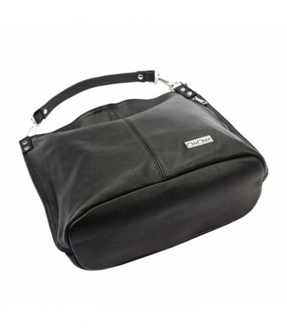 Čierna elegantná kožená kabelka 01-053 DOLLARO