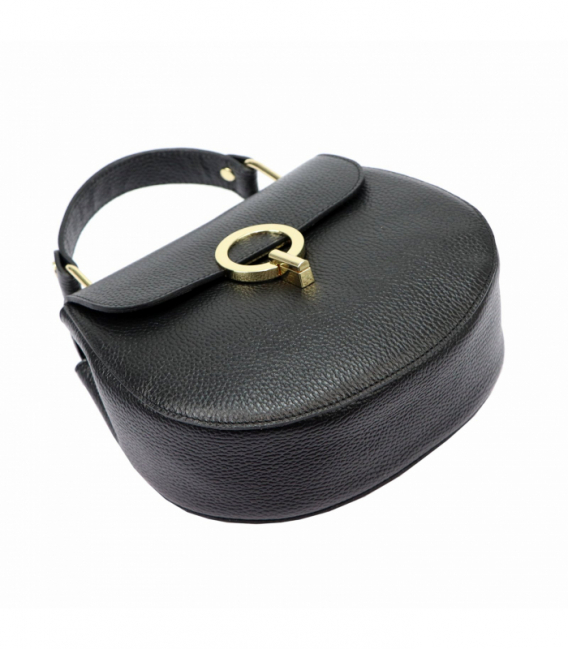 Čierna okrúhla kožená kabelka 20-059 DOLLARO
