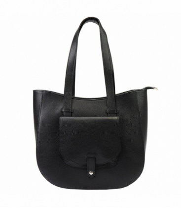 Čierna jednoduchá kožená kabelka 20-075 DOLLARO