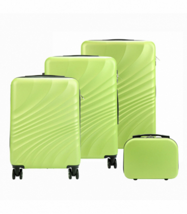 Súprava zelených kufrov W3002 S14/20/24/28