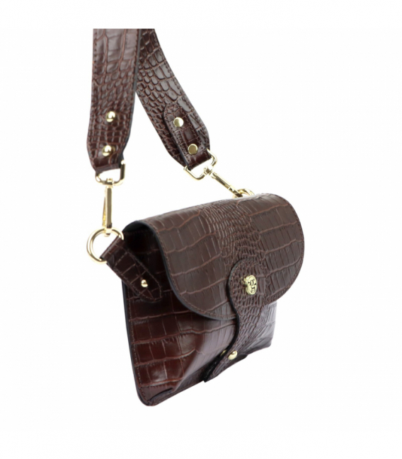 Hnedá vzorovaná kožená kabelka 1713 COCO