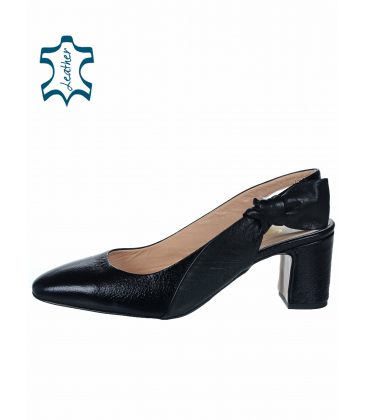 Černé elegantní sandály s mašlí na boku 141415