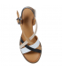 Viacfarebné kožené sandále na podpätku 027-M12