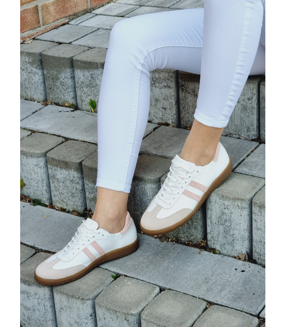 Štýlové biele-ružové retro tenisky N1068