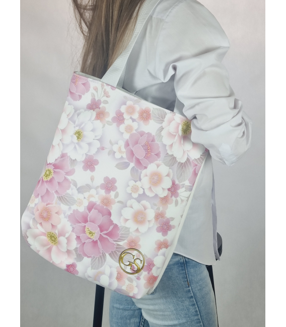 Veľká biela kabelka s kvetmi Chloe