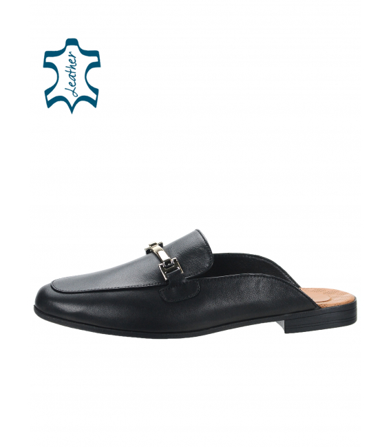 Čierne kožené elegantné šľapky 141754