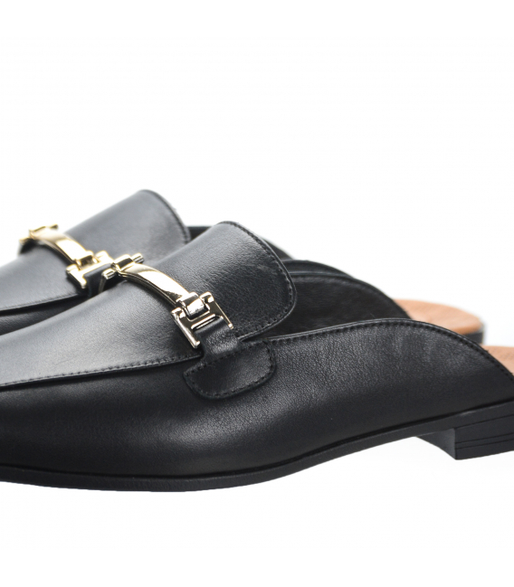 Čierne kožené elegantné šľapky 141754