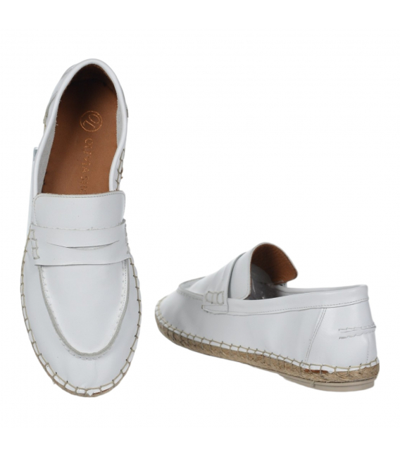Biele kožené espadrilky 027-10772