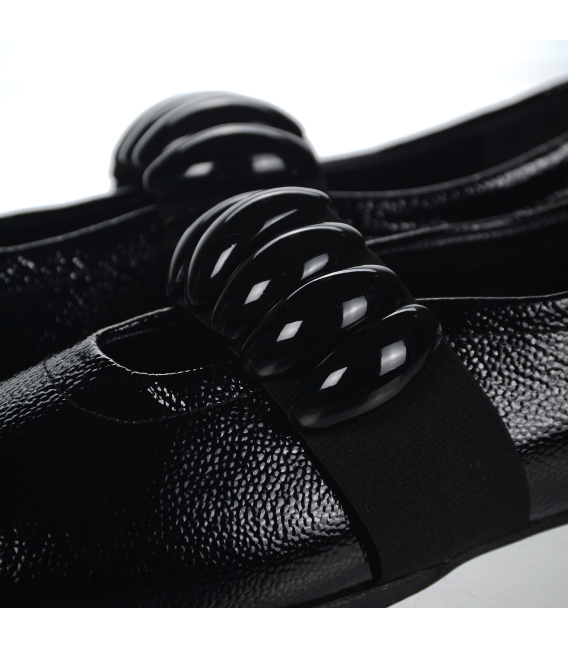 Retro lakované dámske mokasíny 728-826 black