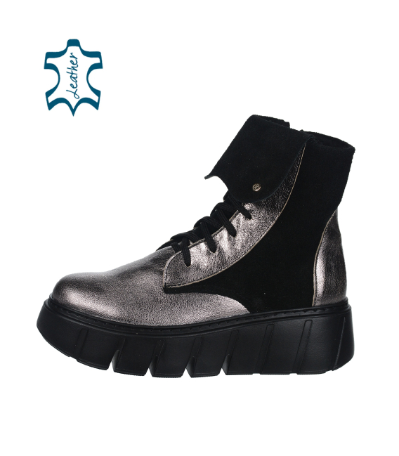 Čierne štýlové členkové tenisky s metalickými doplnkami na podošve 9159 black 2428