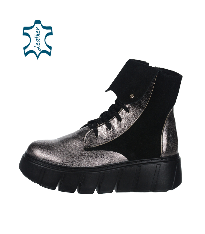 Čierne štýlové členkové tenisky s metalickými doplnkami na podošve 9159 black 2428