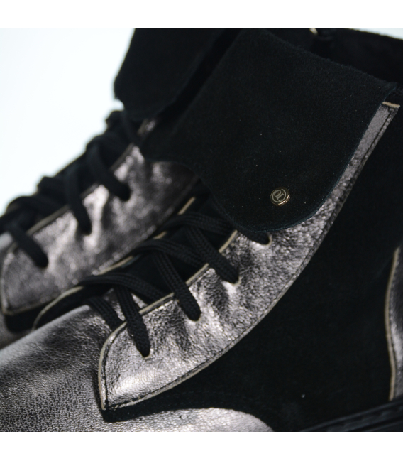 Čierne štýlové členkové tenisky s metalickými doplnkami na podošve 9159 black 2482