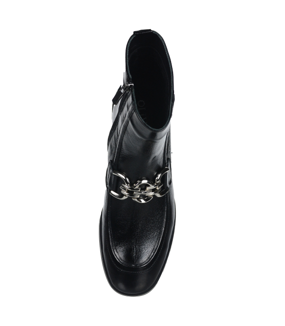 Čierne elegantné členkové čižmy s ozdobou 032-7607
