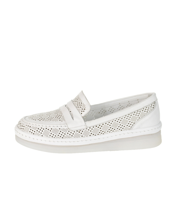 Biele perforované pohodlné poltopánky 017-101 white