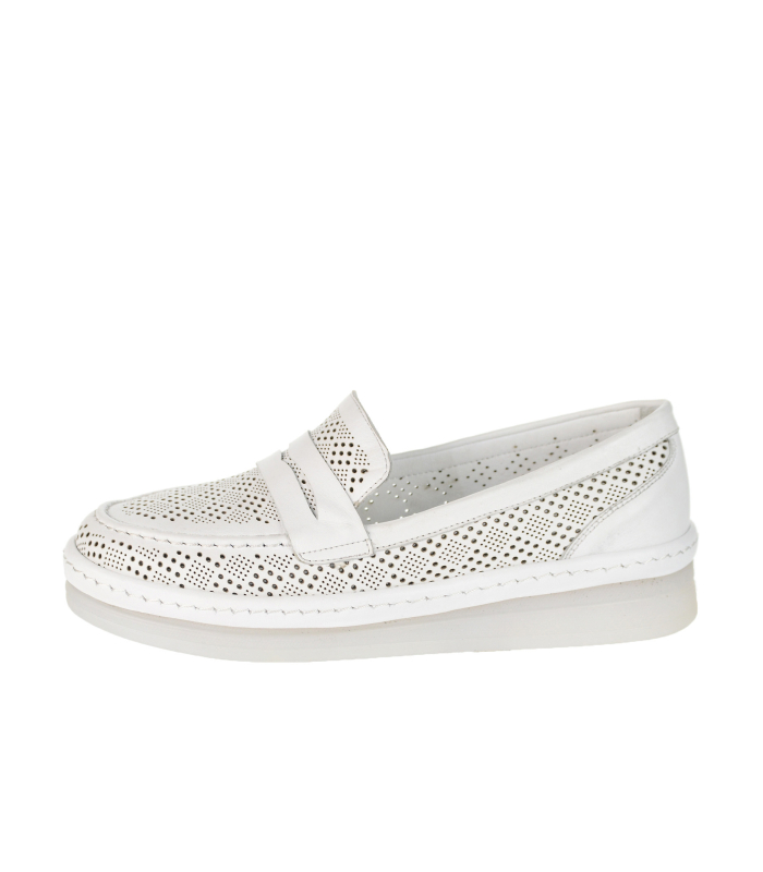 Biele perforované pohodlné poltopánky 017-101 white