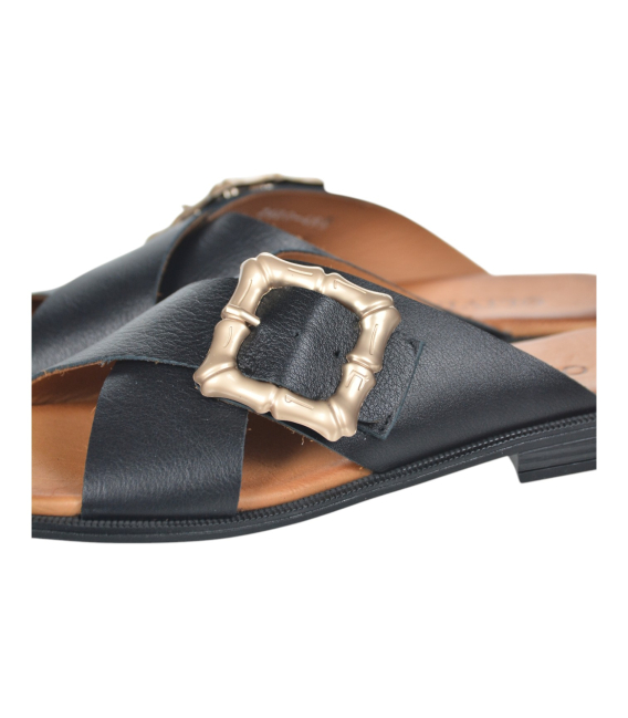 Elegantné čierne šľapky s prackou 101-2600