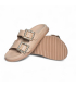 Štýlové škoricové šľapky s prackami D27123-803 beige