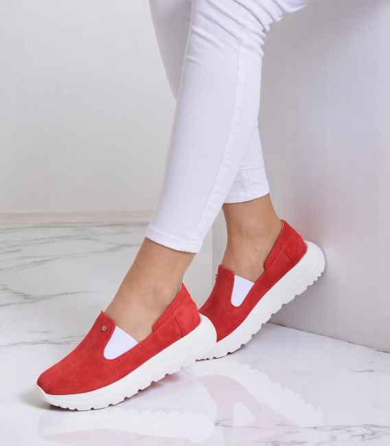 Červené slip on mokasíny DTE054