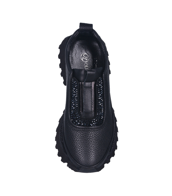 Čierne slip on tenisky s kamienkami G523 170