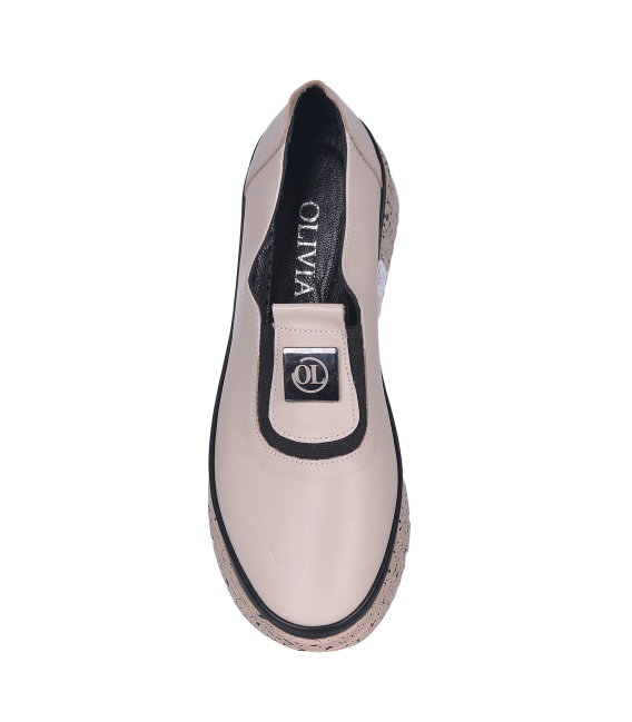 Béžové slip on tenisky s logom OL G197 602