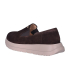 Hnedé slip on mokasíny s brúsenej kože DTE054