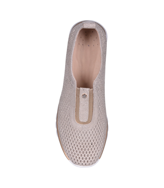 Dámske perforované zlaté slip on tenisky 2763