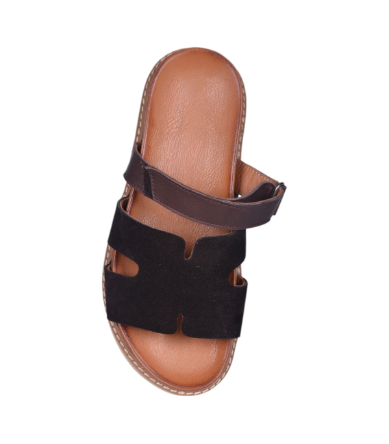 Dámske šľapky na suchý zips 2755 brown