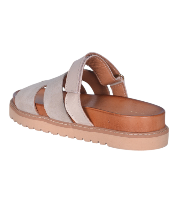 Dámske béžové šľapky na suchý zips 2755 beige