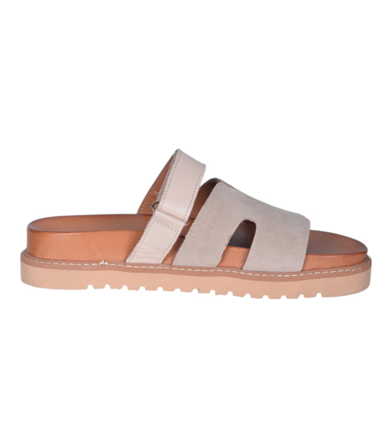 Dámske béžové šľapky na suchý zips 2755 beige