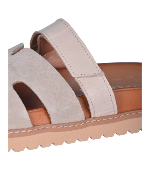 Dámske béžové šľapky na suchý zips 2755 beige