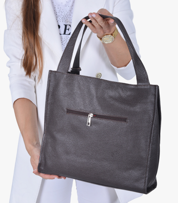 Hnedá kožená shopper kabelka Marianna