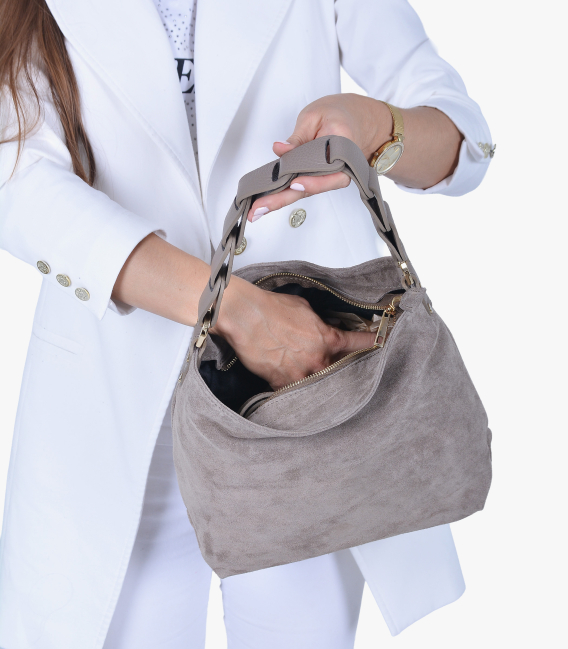 Béžová elegantná kožená kabelka Mia