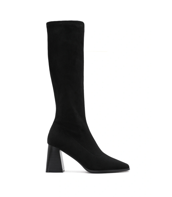 Strečové semišové čižmy s podpätkom paris