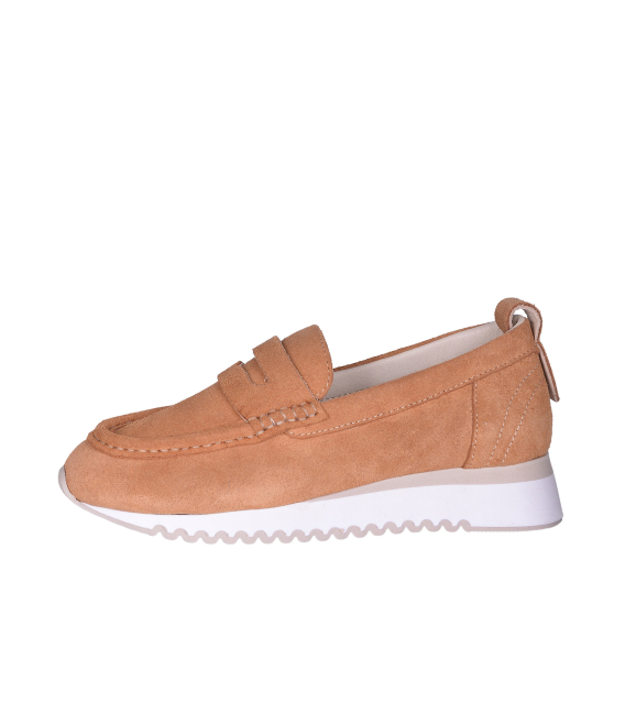 Škoricová slip on mokasíny z brúsenej kože D24YA-165
