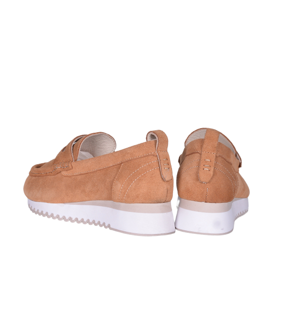 Škoricová slip on mokasíny z brúsenej kože D24YA-165