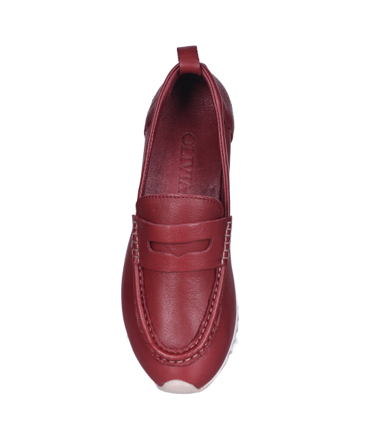 Bordové slip on mokasíny D24YA-165