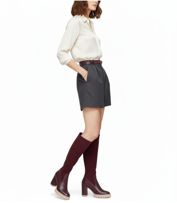 Elegantné bordové čižmy DLO2357