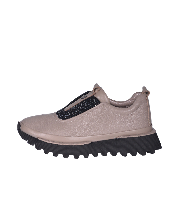 Béžové slip on tenisky s kamínky G523 170