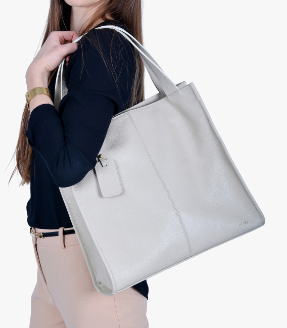 Béžové kožená shopper kabelka Marianna