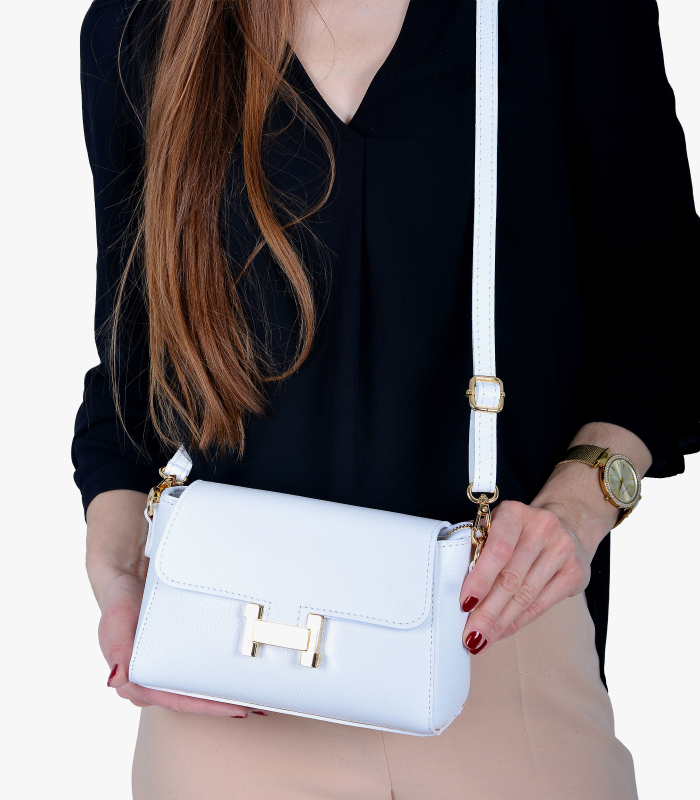 Dámska biela kožená crossbody kabelka Ivana
