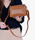 Dámska škoricová kožená crossbody kabelka Ivana