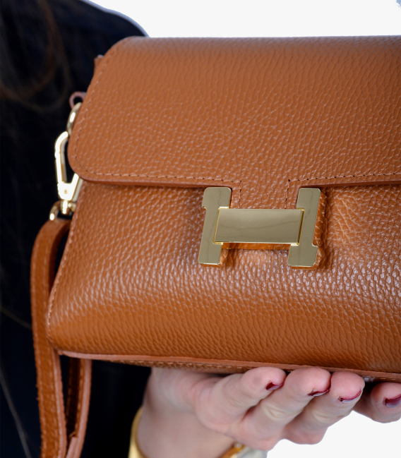 Dámska škoricová kožená crossbody kabelka Ivana