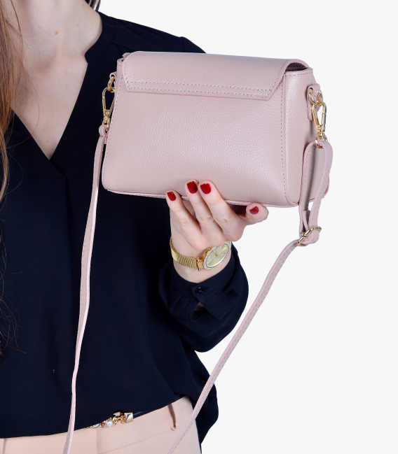 Dámska ružová kožená crossbody kabelka Ivana