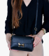 Dámska čierna kožená crossbody kabelka Ivana