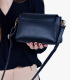 Dámska čierna kožená crossbody kabelka Ivana