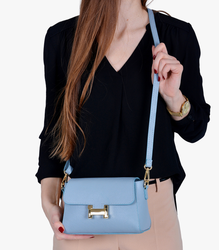 Dámska modrá kožená crossbody kabelka Ivana