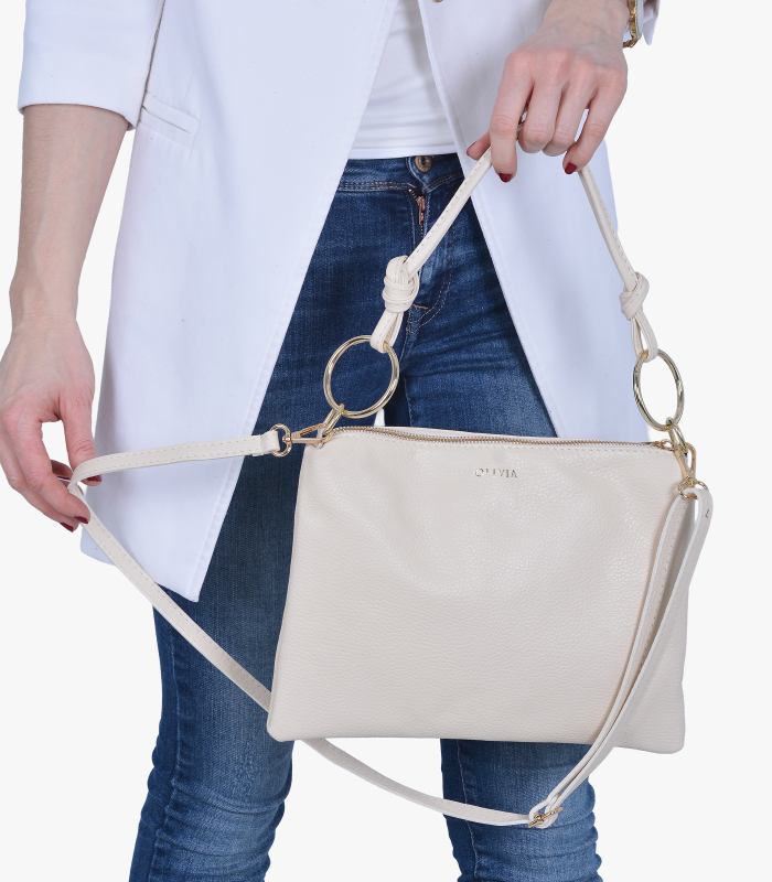 Dámska kožená crossbody béžová kabelka Hana