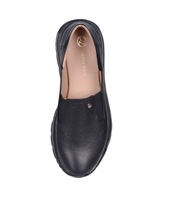 Čierne kožené slip on mokasíny DTE054