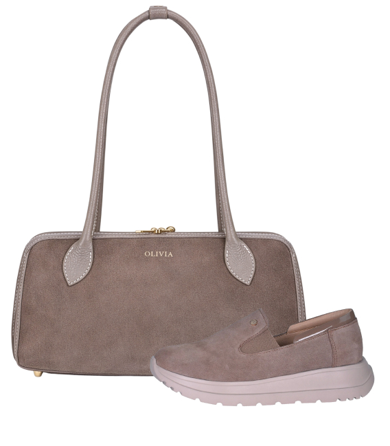 Zvýhodnený set kapučínové slip on mokasíny DTE054+ Kabelka Kristína 