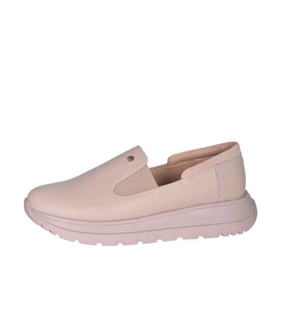Béžové kožené slip on mokasíny DTE054